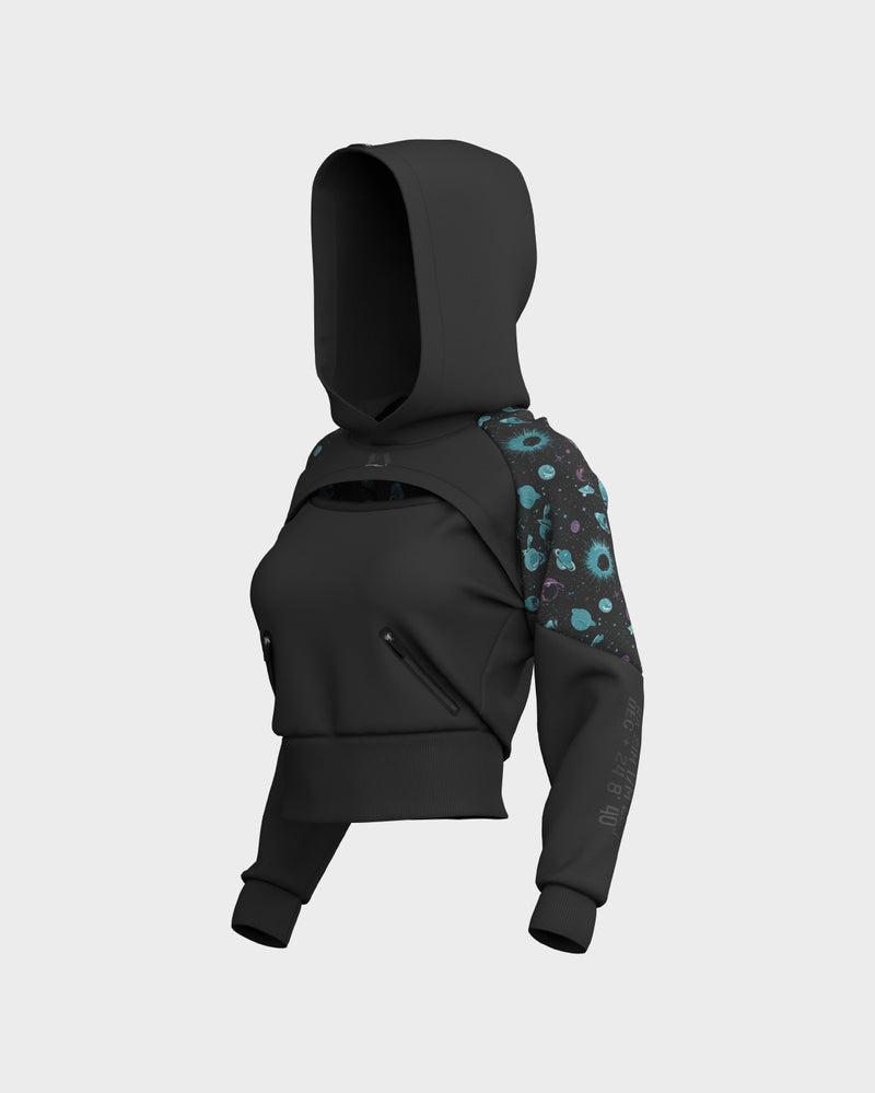 Eclipse Drop Shoulder Graphic Hoodie - Obsidian & Matte Black