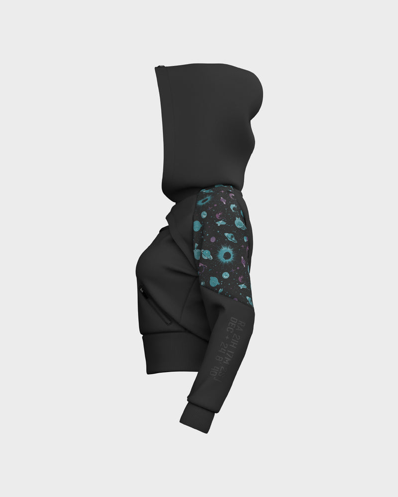 Eclipse Drop Shoulder Graphic Hoodie - Obsidian & Matte Black