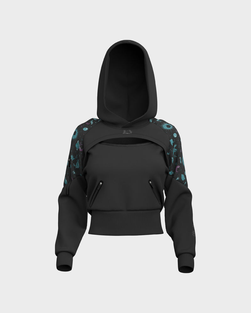 Eclipse Drop Shoulder Graphic Hoodie - Obsidian & Matte Black