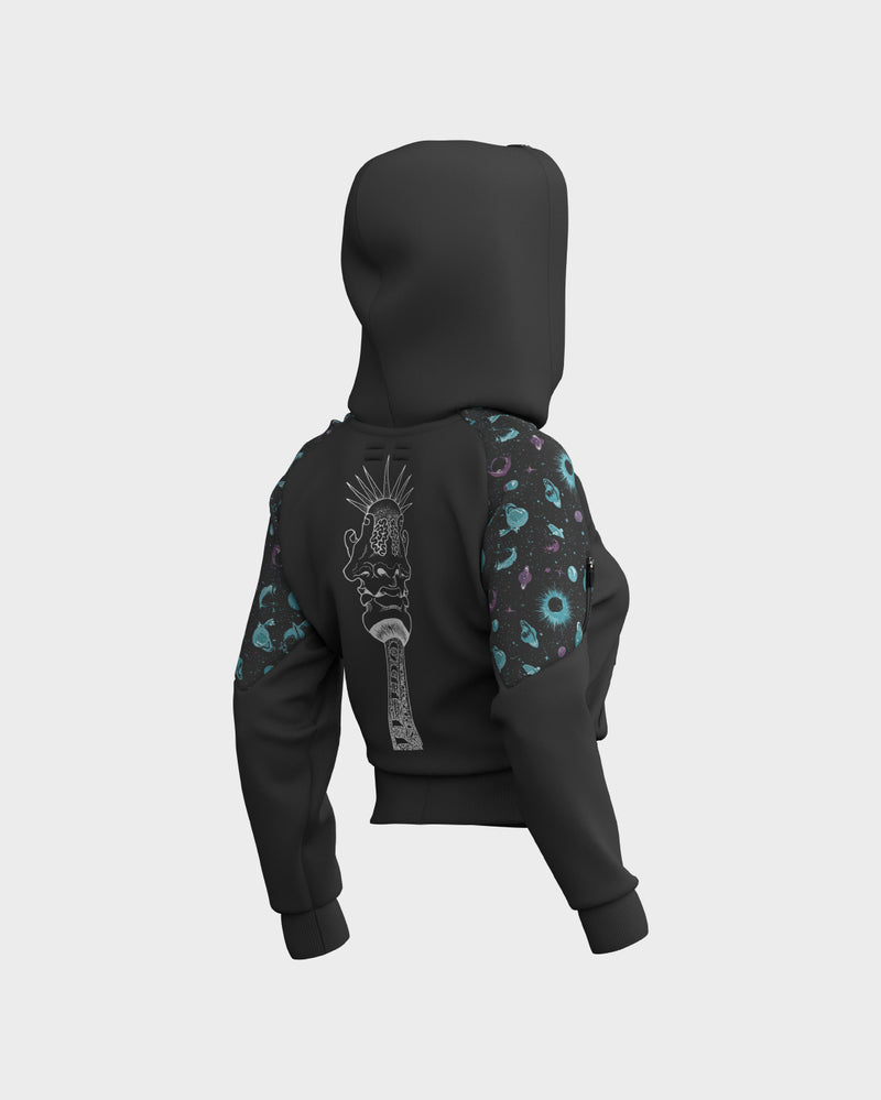 Eclipse Drop Shoulder Graphic Hoodie - Obsidian & Ghost White