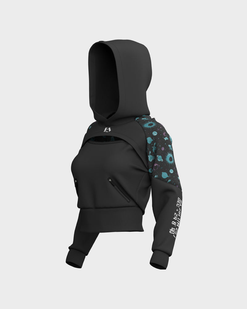 Eclipse Drop Shoulder Graphic Hoodie - Obsidian & Ghost White