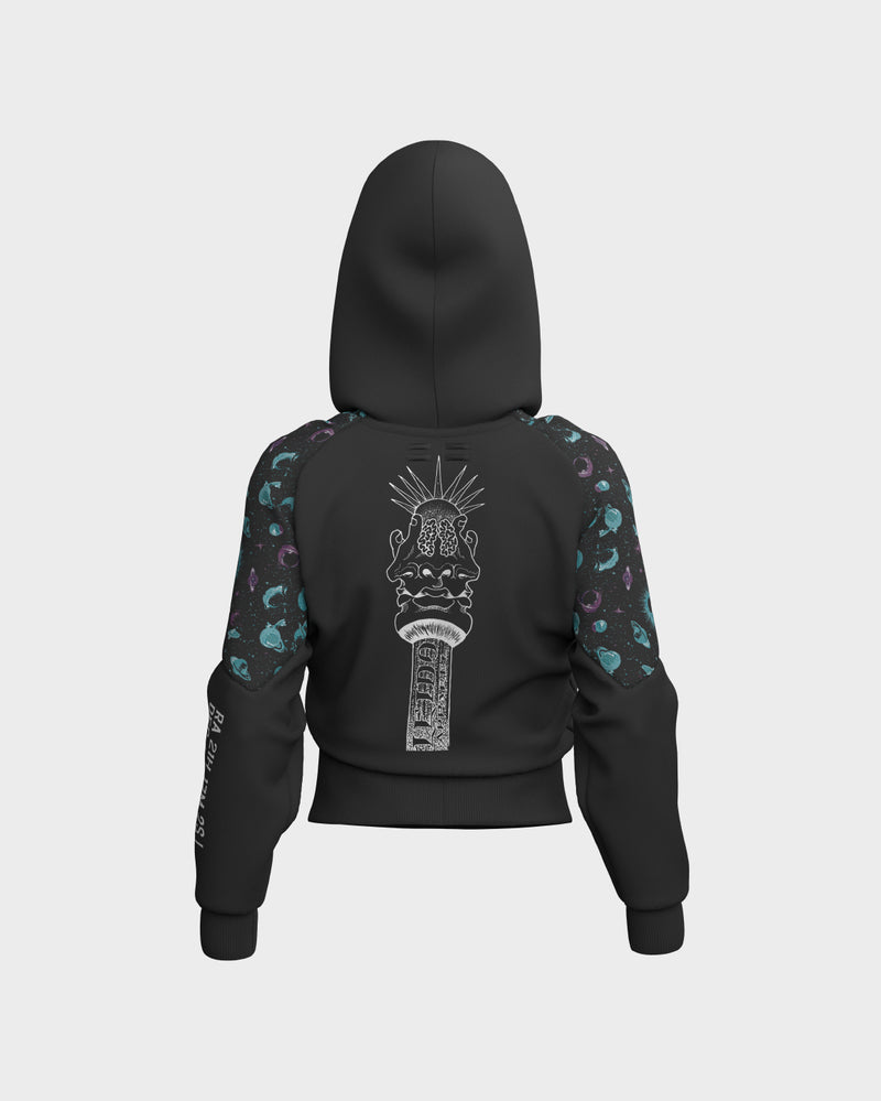 Eclipse Drop Shoulder Graphic Hoodie - Obsidian & Ghost White
