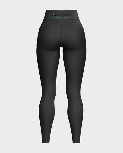 Nebula High Waisted Functional Leggings - Obsidian & Coral