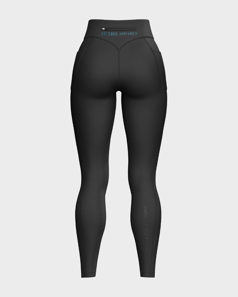 Nebula High Waisted Functional Leggings - Obsidian & Coral