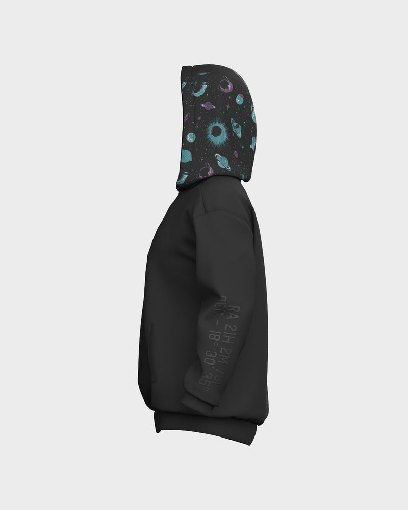 Orbit Oversized Graphic Hoodie - Obsidian & Matte Black