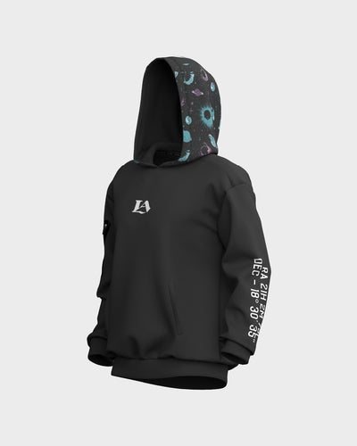 Orbit Oversized Graphic Hoodie - Obsidian & Ghost White